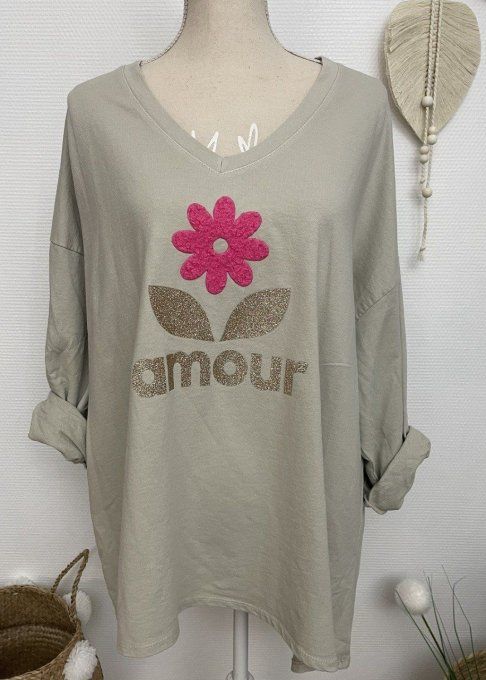 Sweat AMOUR FLOWERS BLANC