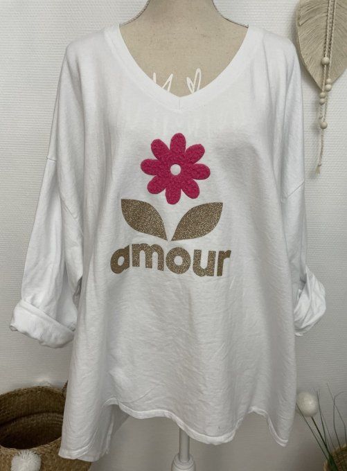 Sweat AMOUR FLOWERS BLANC