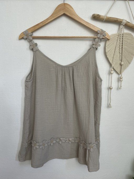 Top FLORA GAZE DE COTON BEIGE