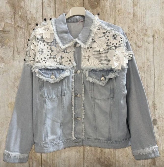 Veste en jean DENTELLE & BRODERIES