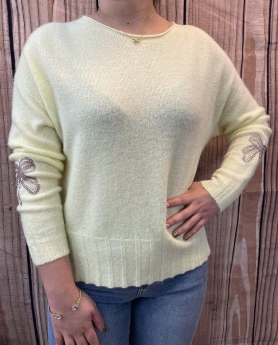 Pull NOEUDS JAUNE PAILLE