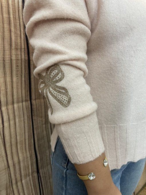 Pull NOEUDS ROSE POUDRE