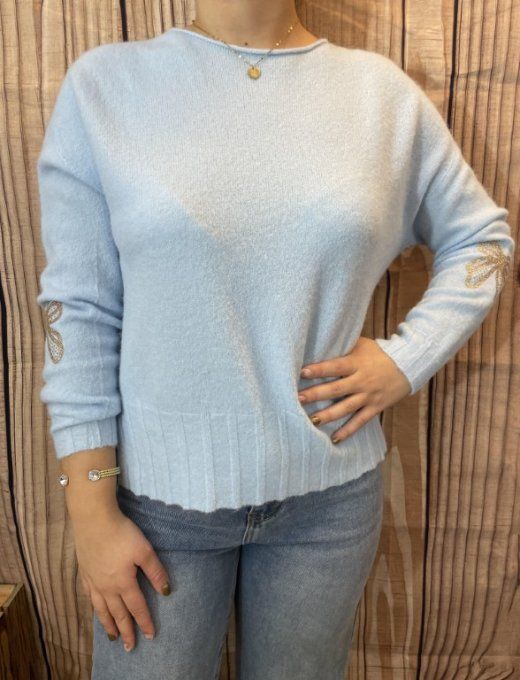 Pull NOEUDS BLEU CIEL