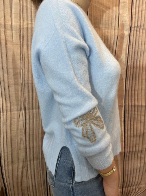 Pull NOEUDS BLEU CIEL