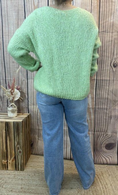 Pull dentelle NOËLIE VERT